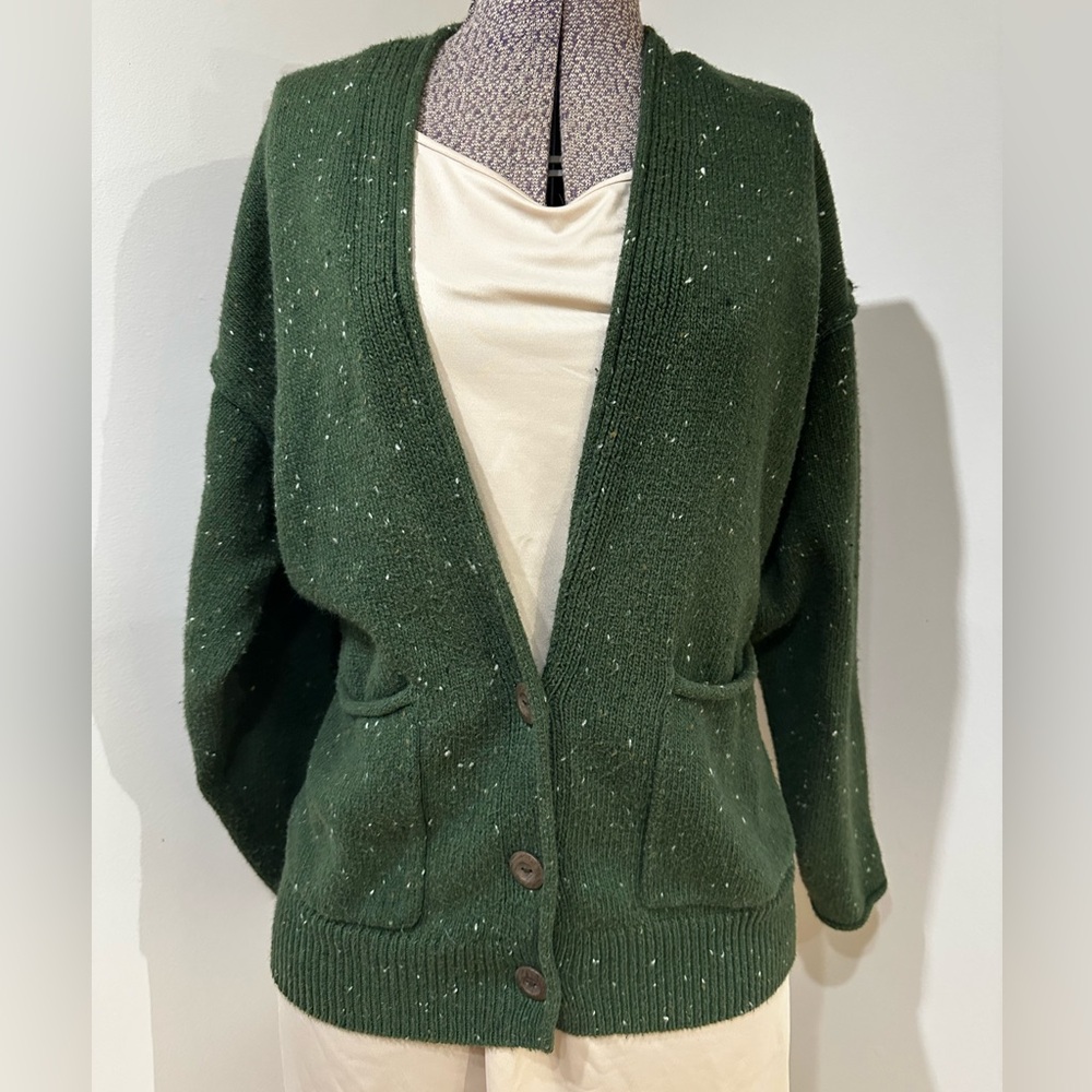 Women's Green Cardigan Sweater